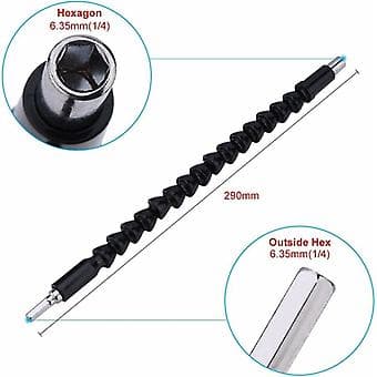 Universal Fleksibel Sjaktholder Borbitt Adapter til Fleksibel Drill 1/4 '' Sjaktbitt Elektrisk Drill Adapter + 1/4 '' Magnetisk Forlengelse Borbitt Drill