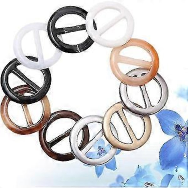 Runda Eleganta Skjortklämmor Halsduksklämmor Ringar Halsdukar T-shirt Klämma Ring Harts Kläder Ring T-shirt Klämma Halsdukar Spänne Kläder Ring Wrap (20st -t-hs