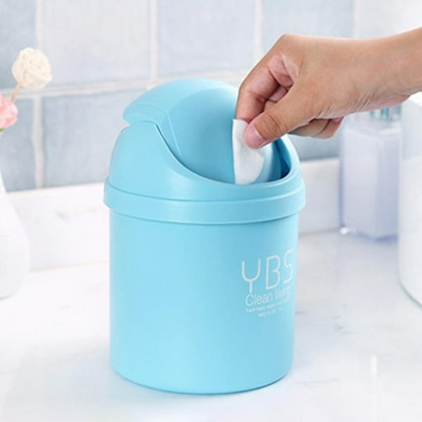 Mini Rund Plast Papperskorg, Skrivbords Papperskorg Med Lock