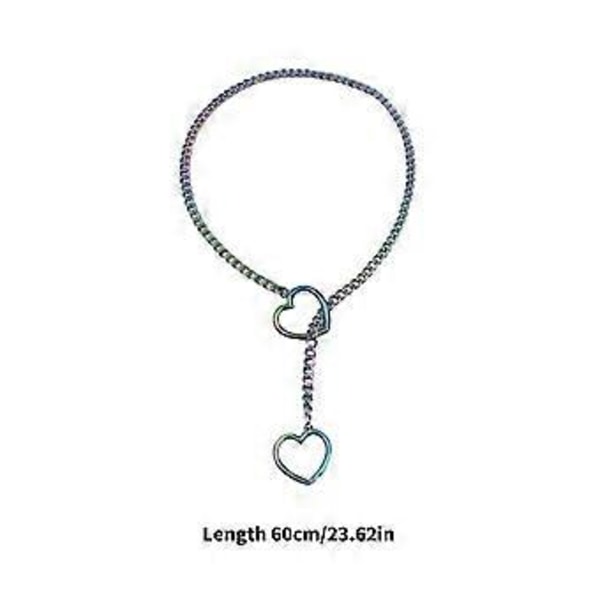 Justerbar Lariat Y-halskæde med hjertevedhæng til kvinder og mænd, slipkæde, choker, unisex, gotiske smykker, modeaccessory (kærlighedslås)