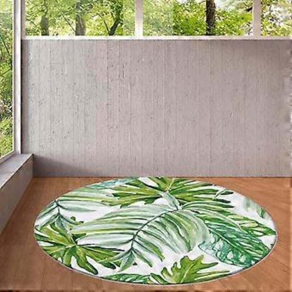 Sklisikker Rund Matte Sittepute Område Tepper Vaskbart Teppe Roterende Stol Matte Soverom 80cm