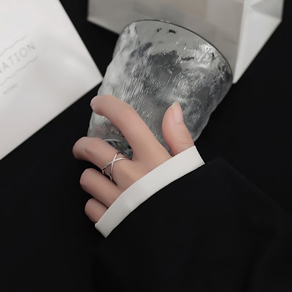Oregelbunden Silverring för Kvinnor Tunn Bred Justerbar Öppen Ring S