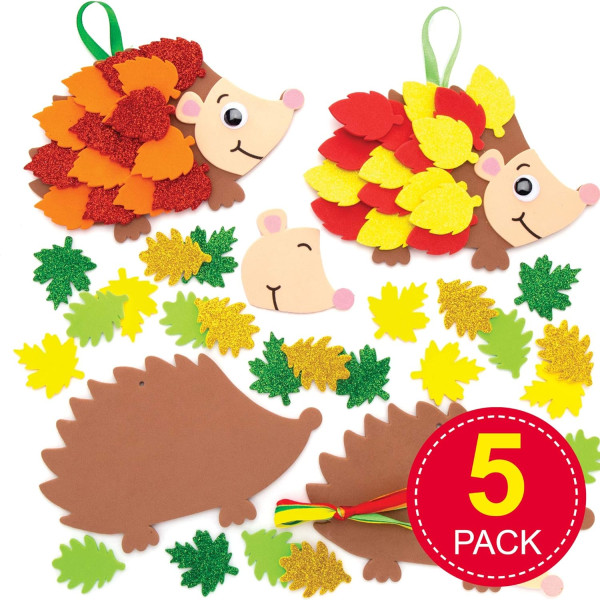 Bladformade igelkott-kit (5-pack) - Höst- och vinterhantverk för barn