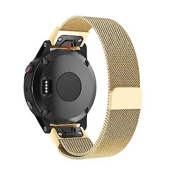 Til Garmin Fenix 5X Rustfrit Stål Metal Urrem (Guld)