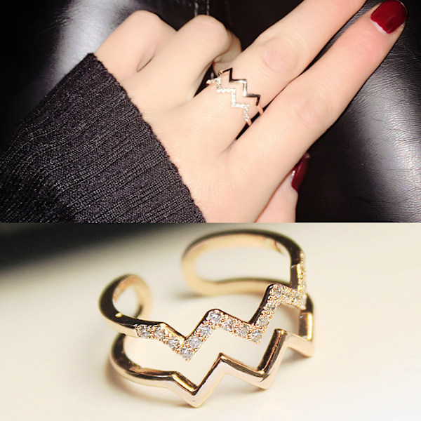Damer Rustfrit Stål Cubic Zirconia Ring Knuckle Midi Stacking