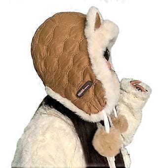 Anime Øre Pullover Hue til Kvinder Piger Vinter Efterår Tyk Plys Hue Vindtæt Bomber Hue Mode Udendørs Øreklap Hue kamel( kamel)