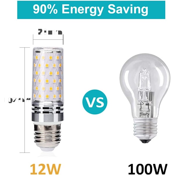 2-pakning E27 LED-maispære 12W tilsvarende 100W halogenpære
