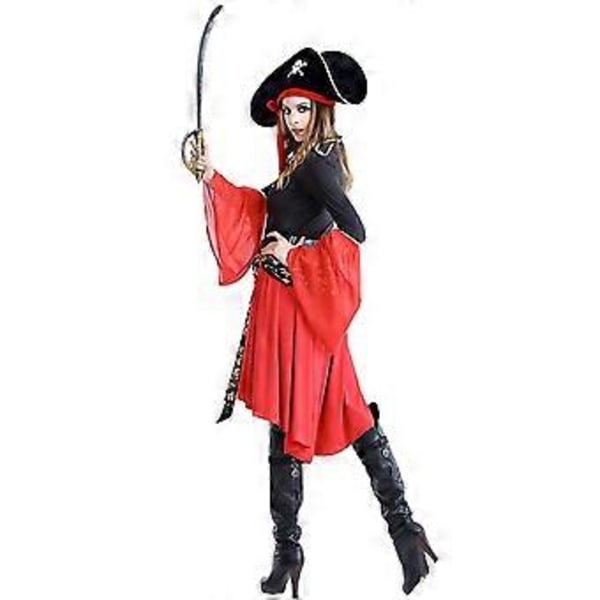 Kaunis Karibianmeren merirosvo Swashbuckler Buccaneer Naisten Halloween Karnevaali Cosplay Hieno Pukeutumiskostyymi (L)