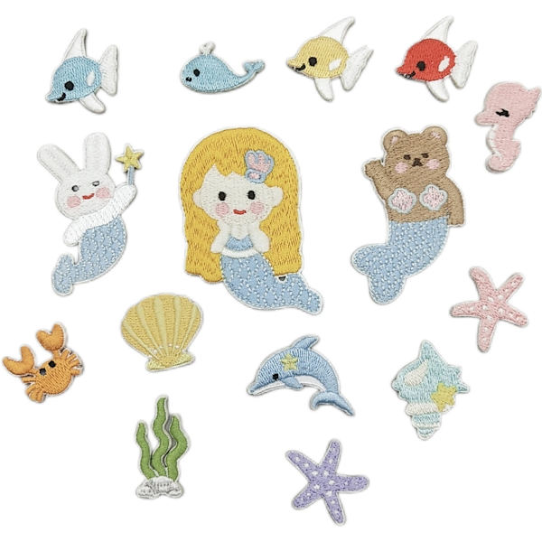 Animal Iron-On Patches Pack med 15 broderade lappar för byxor