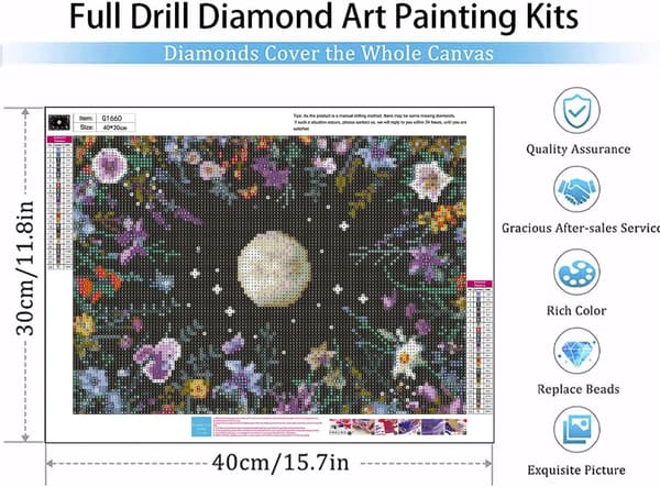 Moon Diamond Art Maleri Kits til Voksne - Runde Diamond Art Kits