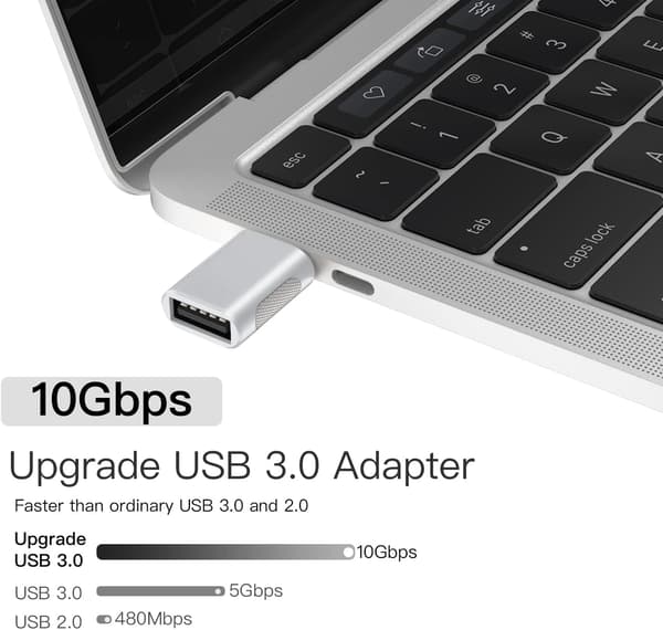 USB C til USB 3.0 OTG 10 Gbps oppgraderingsadapter (4-pakning), USB Type C