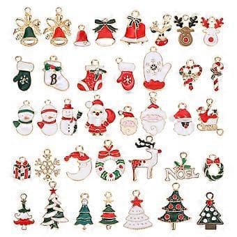 38 st Emalj Julberlock Mini Legeringsberlocker Jul Julstrumpa Fyllning
