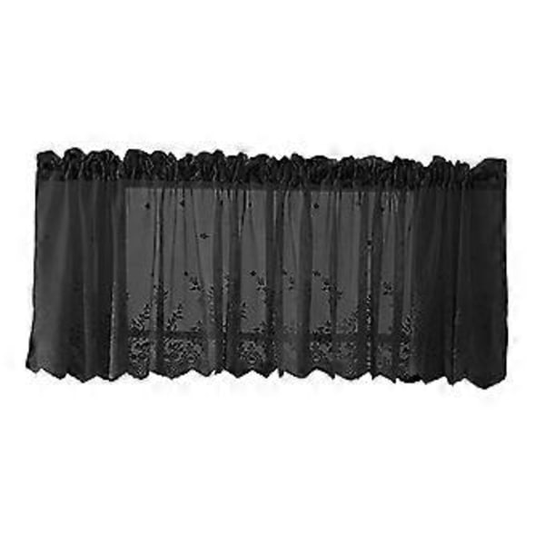 Broderede vinduesvoile gardiner, kappe, trin, pink-kappe-130x41cm (Sort-kappe-137x61cm)