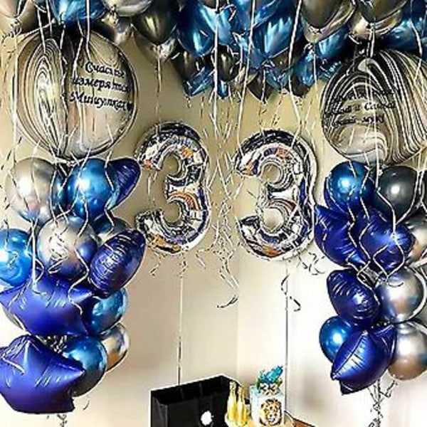 Blå Metalliska Ballonger 5 Tum 50 Stk Kromballonger Blå Latex Festballonger För Pojkar Babyshower Dop Födelsedagsfest Dekorationer