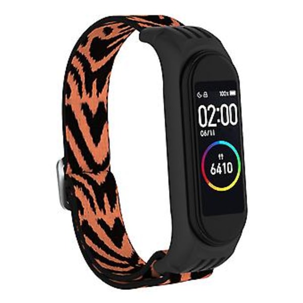 Til Xiaomi Mi Band 3 / 4 / 5 Twill 8-formet Spænde Urrem (Blomst Leopard)