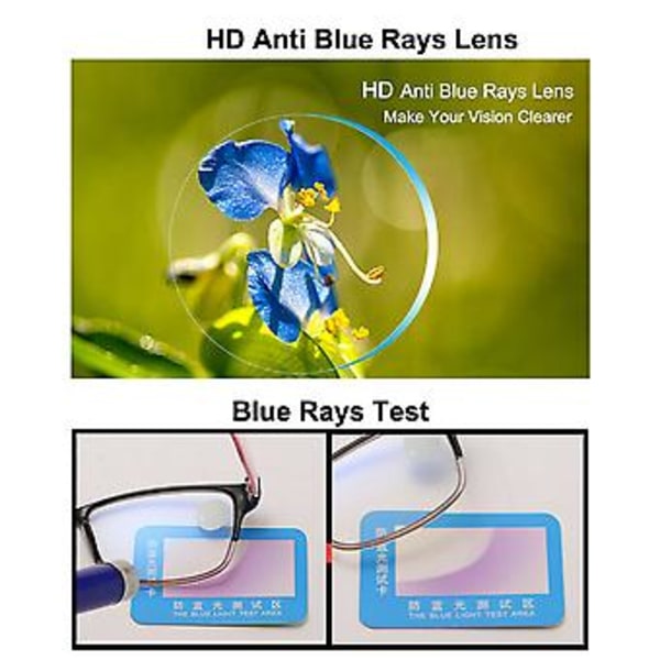 Rimless Anti Blåt Lys Progressive Multifokale Læsebriller Computer Briller (Styrke 1.00)