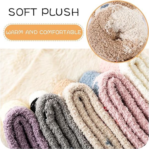 5 par söta fluffiga strumpor, korallfleece strumpor tjockna luddiga strumpor
