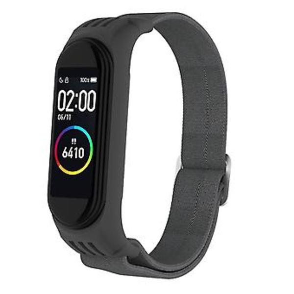 Til Xiaomi Mi Band 3 / 4 / 5 Twill 8-formet Spænde Urrem (Kulsort)