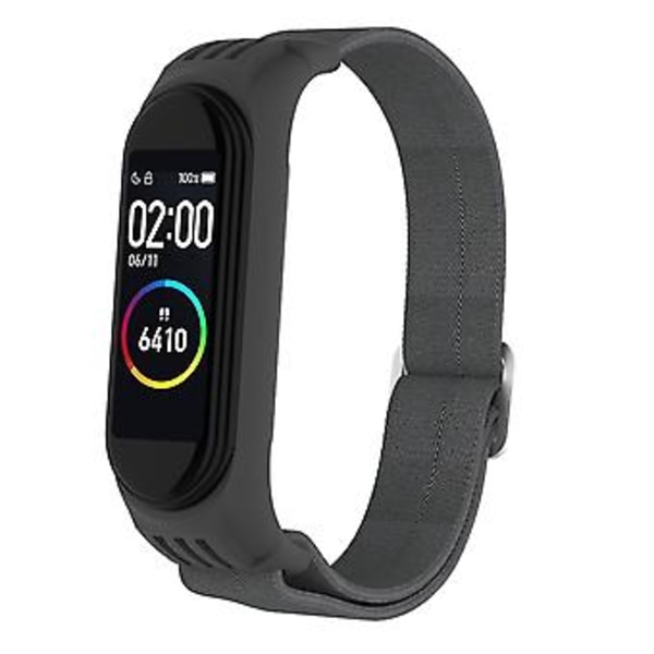 Twill 8-formad spänne armband för Xiaomi Mi Band 3 / 4 / 5 (Kol Svart)