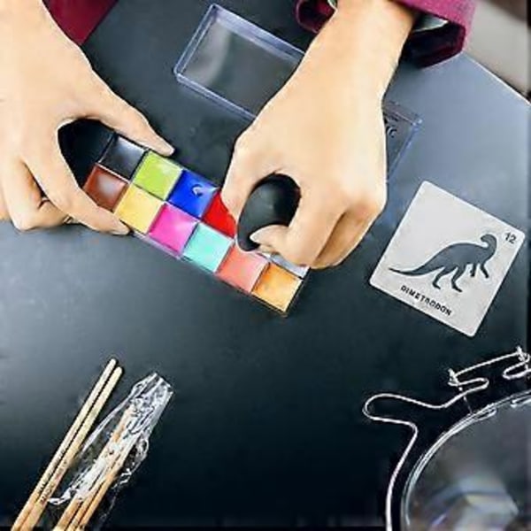 12 stk. Dinosaur Veggmaleri Maler Sjablonger Utstansede Maler for Dekorering
