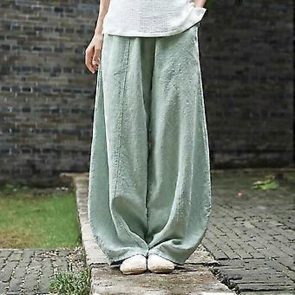 Japanske Plus Size Forår og Efterår Bomuld og Linned Løse Afslappede Bloomers Kvinder (XL grøn)