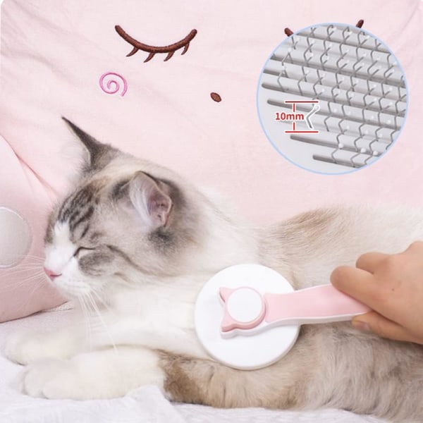 （Pink）Cat Grooming Brush, Self-Cleaning Brush for Cats, Long and Short Hair Brush, Short Hair Brush