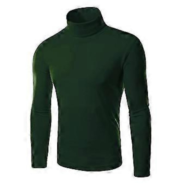 Herrstickat Rullkrage Tröja Toppar Blus (2XL Mörkgrön)