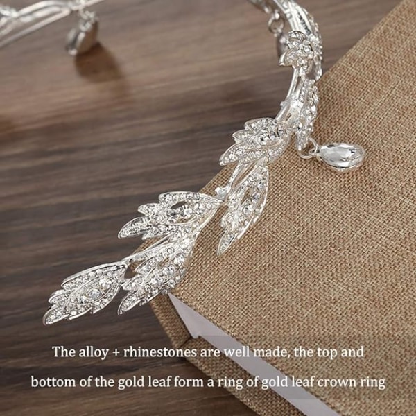 Rhinestone Crystal Tiara, Bryllups Tiara, Rhinestone Leaf Crown Cr