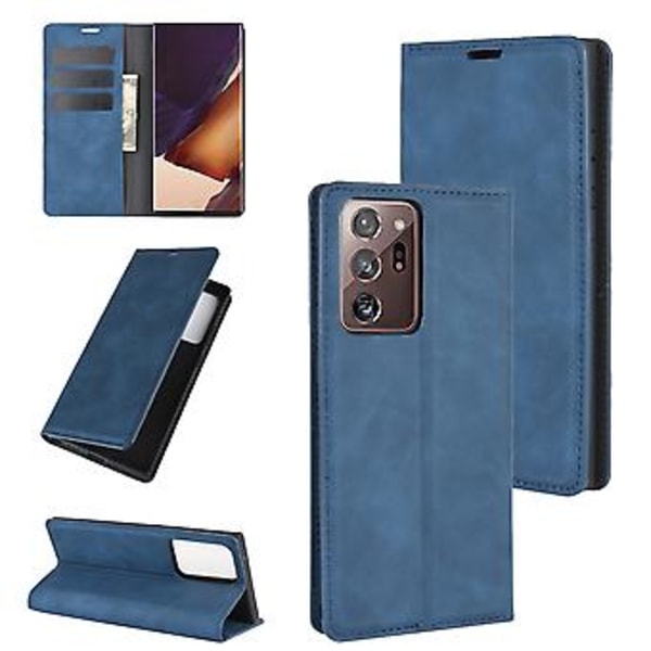 Magnetiskt Läder TPU-fodral för Galaxy Note20 Ultra (Mörkblå)