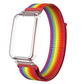 PC-fodral + Nylon Loop-rem för Xiaomi Mi Band 7 Pro (Regnbåge)