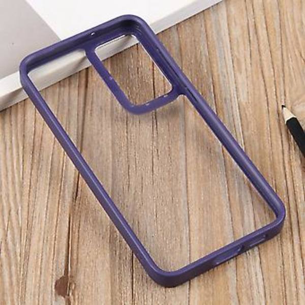 Klar akrylmyk TPU-etui for Samsung Galaxy S23 5G (Mørk lilla)