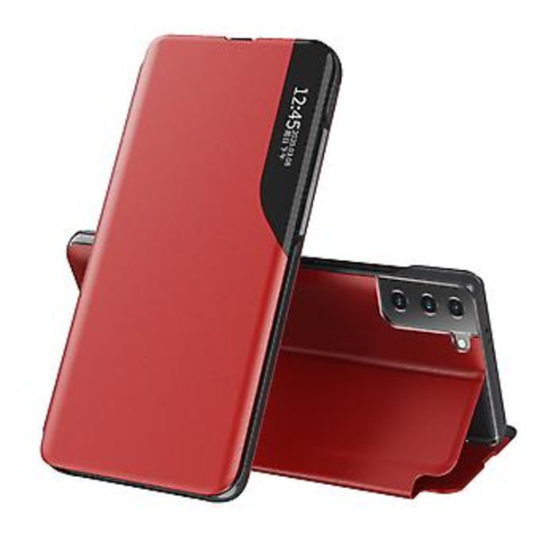 Läderfodral med magnetisk sidodiss för Samsung Galaxy S21 5G (Röd)
