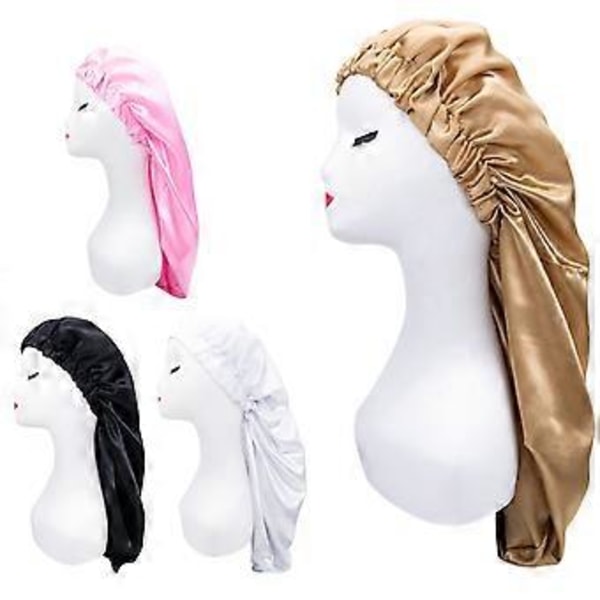 Elastisk fläckbonnet Andningsbar Multifunktionell Bred Kant Långt Hår Sovmössor Wrap Bonnet för Kvinnor QinHai (Ha Cyan)