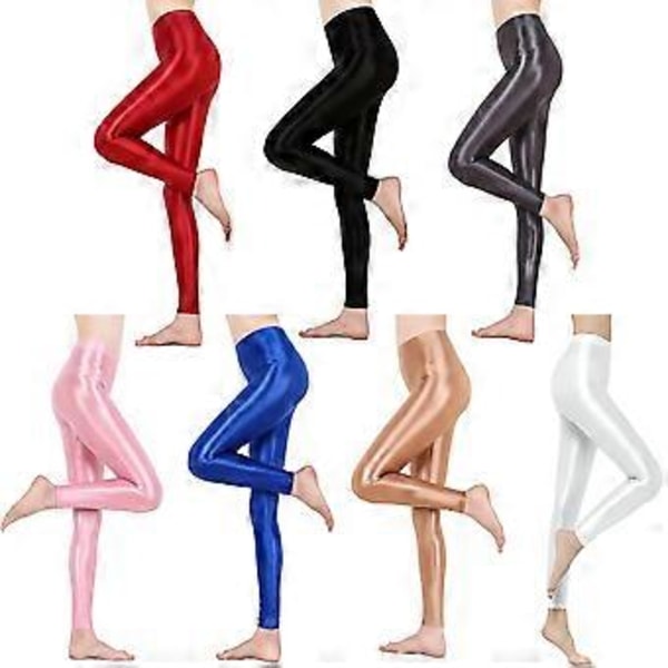 Dame Skinnende Metalliske Elastiske Leggings Skinny Bukser Gym Yoga Dans Løb Cykling Sport (XL kaffe)