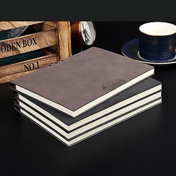 PU Læder A5 Notesbog Notesblok Dagbog Business Journal Planner Agenda Organizer (Mørkegrå)
