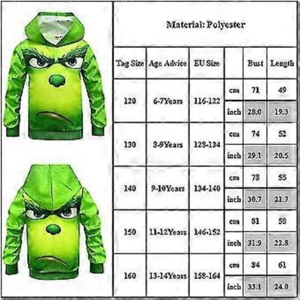Pojke Jacka Kappa The Grinch Hooded Hoodie Jul Jultröja -NMAOV( 11-12 År)