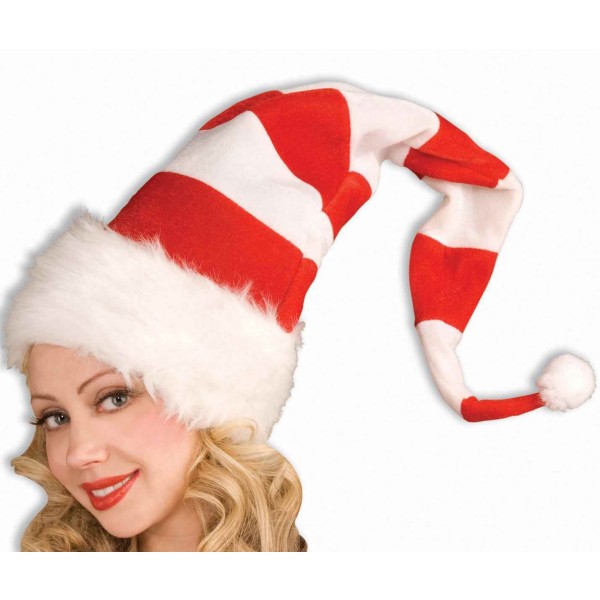 Unisex striped Santa hat, one size, red and white,