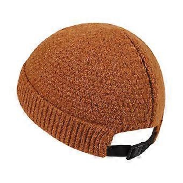 Vintervarme strikkede luer uten skygge for kvinner og menn, justerbar spenne, gate, hiphop, beanie, skallehette (karamell)