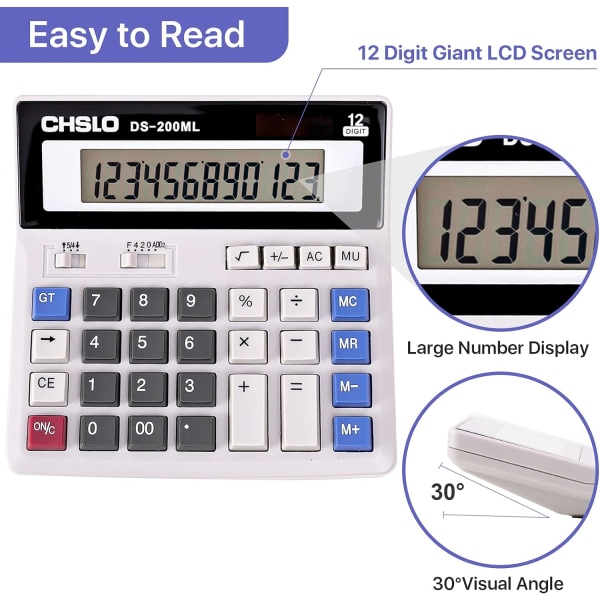 Skrivebordslommeregner, 12-cifret Jumbo Basic Desktop Accounting Simpl
