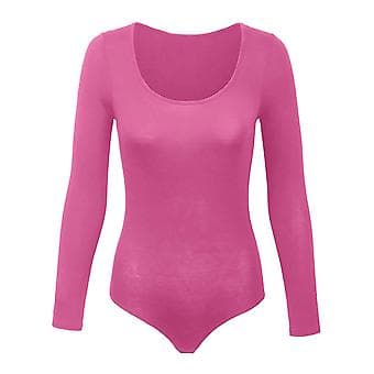 Dame Crew Neck Langærmet Bodysuit, Dobbeltforet, Smørblød, Essentiel Basic Top (S Rød)