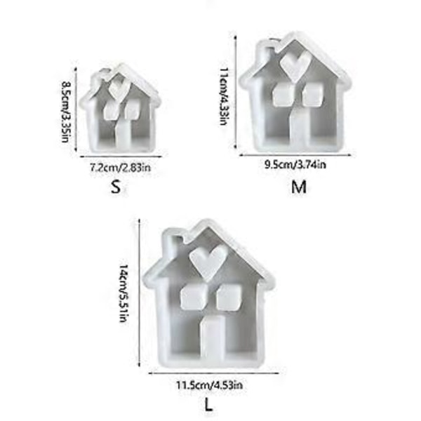 Husformad pysselform Fängslande kärlekshus ornament Silikonform för att skapa unika husfigurer L(L )
