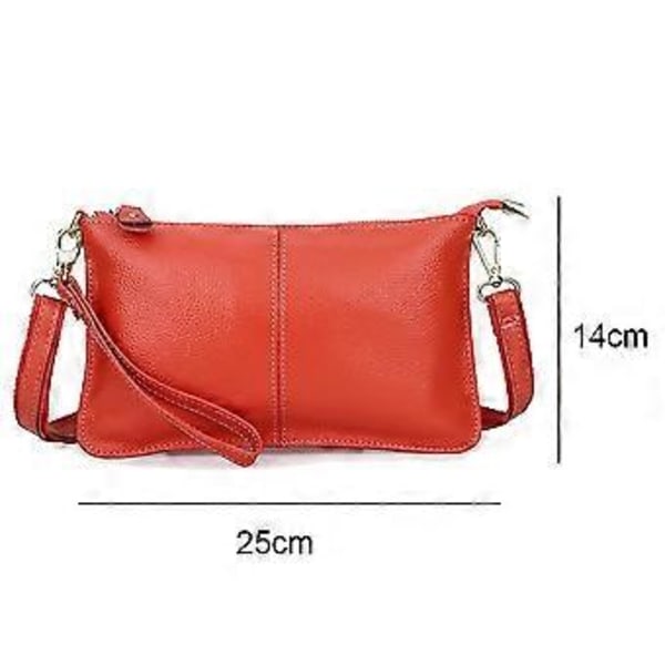 Äkta Läder Dam Crossbody Väska, Trendig och Mångsidig Enkel Axelväska (Vattenmelonröd)