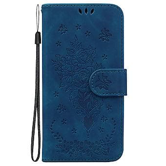 Butterfly Rose Læderetui til iPhone 15 Pro (Blå)