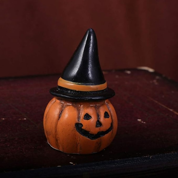 1 kpl Halloween-koriste Mini Resin Craft Pumpkin Head with Hat H