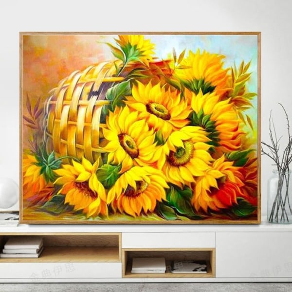 30 x 40 cm ,panier de fleurs tournesol Diamond Painting Broderi