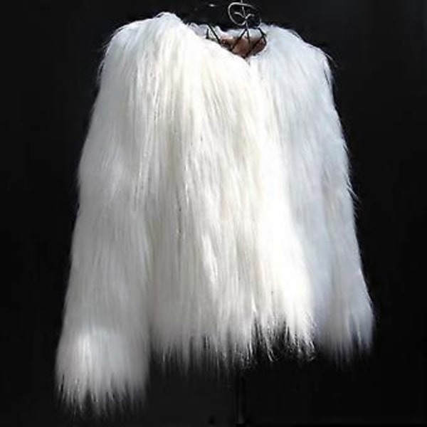 Pels Pelsfrakke Vinter Dame Pels Falsk Hvid Jakke Vinter (XL sort)