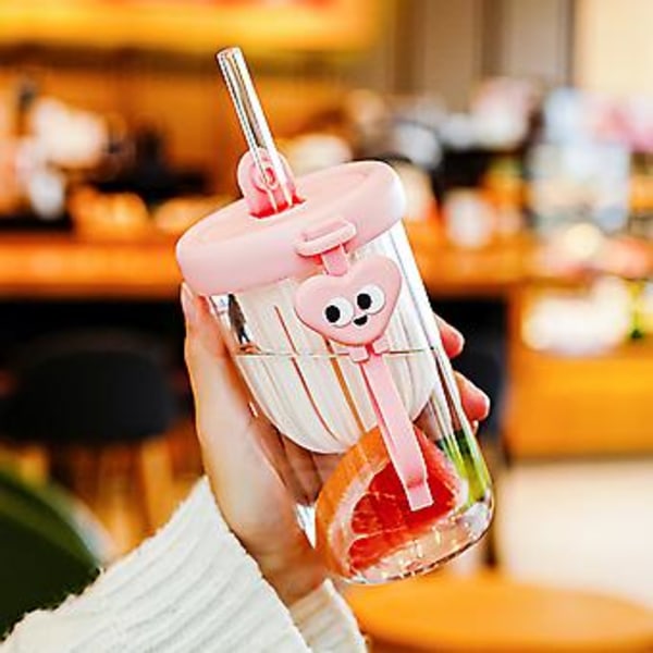(20% ALENNUS!) 500ml Kannettava Vesipullo Pillillä Urheilu Juomapullo Tytölle Söpöt Mukit (Pinkki)