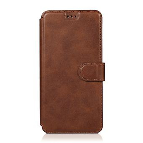 Läderfodral med kalvskinnstruktur för iPhone 12 / 12 Pro (Brun)