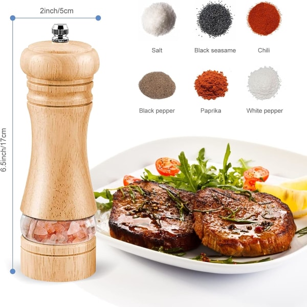 Peppar- och saltkvarnar, salt- och pepparkvarnar i trä, justerbara