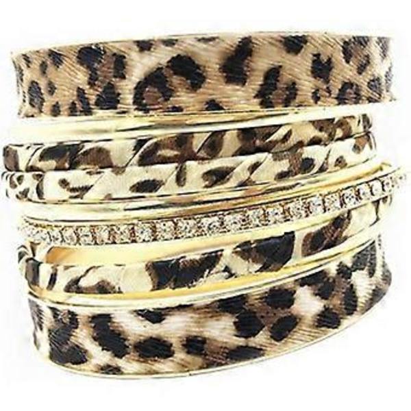 Leopard Armbånd for Kvinner - Flere Lag Casual Armbånd for Jenter Kvinner